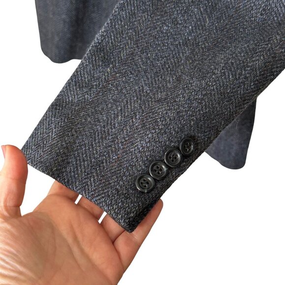 Vintage Barrington Wool Blazer 42S Charcoal Gray Herringbone Sport Coat - Picture 4 of 8